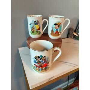 Vintage The Disney Collection Classic Mugs Set of 3 Walt Disney Productions